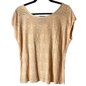 Verve Ami Peach/tan‎ Short Sleeve Top with lace front.